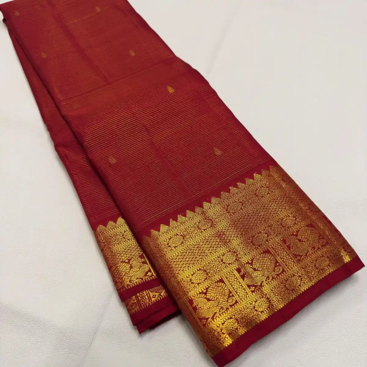 Deep Maroon Pure Kanchipuram Handloom Bridal Silk Saree